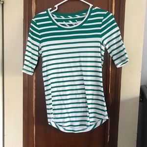Green and white stripped T-shirt